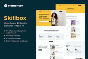 Skillbox: kit de plantillas de Elementor para cursos y educación en línea