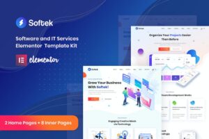 Softek - Kit de plantillas Elementor de soluciones de TI de software