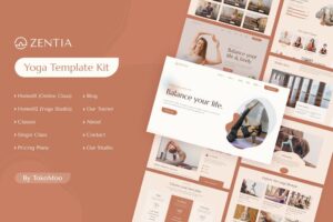 Zentia | Kit de profesor de yoga y plantilla de Elementor de estudio