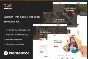 Wanzor - Kit de modelos Elementor Pro para cuidados com animais de estimação e lojas de animais de estimação