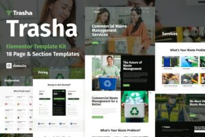 Trasha - Kit Template Kit Elementor para serviços de gestão e reciclagem de resíduos