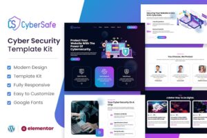 CyberSafe - Template Kit Elementor para serviços de segurança cibernética