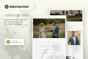 Amelia & James — Kit de Template Elementor para convite de casamento