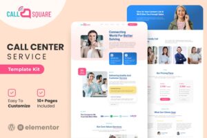Call Square - Kit de Template Kit Elementor para Call Center e Empresa de Suporte