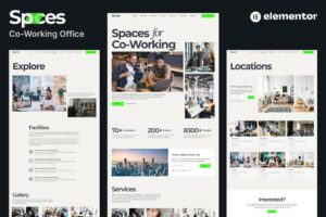 Spaces - Template Kit Elementor Pro para coworking