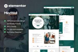 MindWell - Kit de modelos Elementor Pro para cuidados de saúde mental