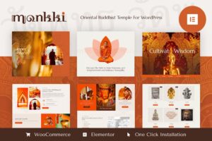 Monkki - Kit de plantillas Elementor Pro para templos budistas orientales