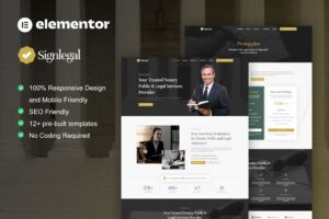 SignLegal: kit de plantillas de Elementor Pro para servicios legales y notarios públicos