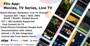 Flix App Movies - TV Series - Live TV Channels - TV Cast Nulled Free Download